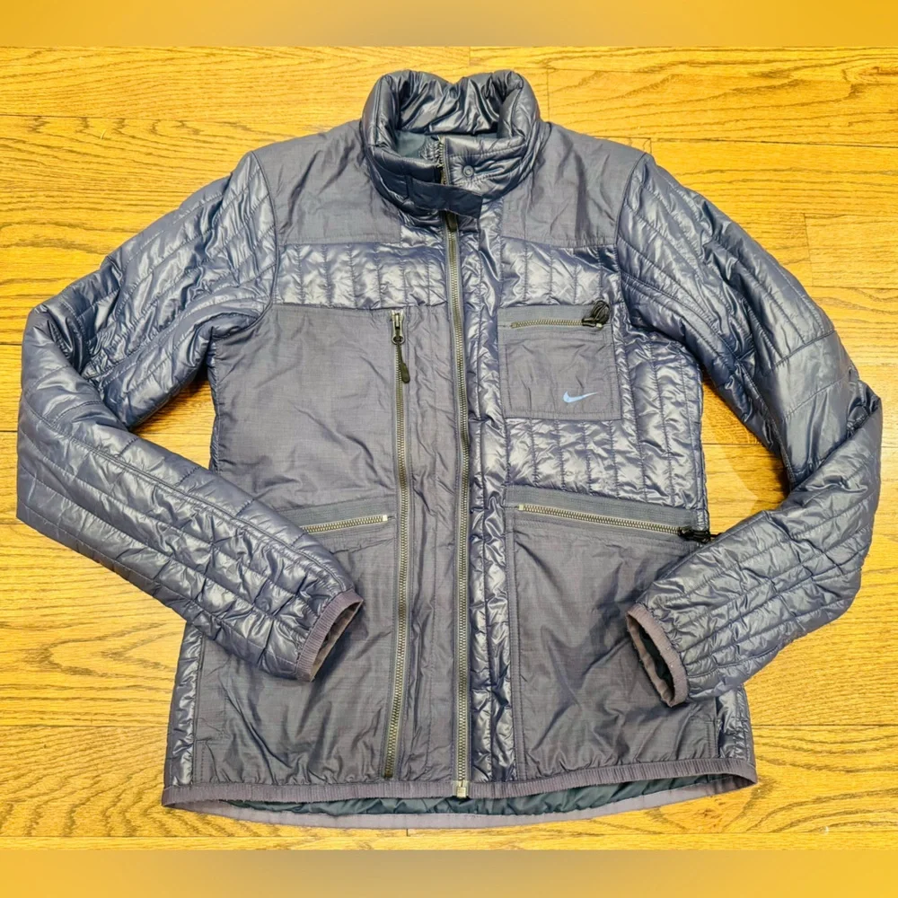 Nike Men’s Medium Lightweight Quilted Insulated Jacket Blue Full Zip